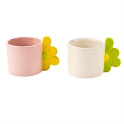 Vasetto Ceramica C/Manico Fiore
