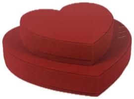 S/2 Flower Box Cuore Rosso Velluto h 4.1 cm l 22x19 cm