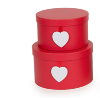 S/2 Flower Box Rosso C/Cuore h 11 cm Ø 18 cm