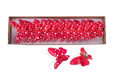 Farfalla C/Cuori Rosso H 9 cm Cf 12 Pz