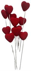 S/12 Stecco Cuore Velluto Rosso Ø 3.2 cm h 35 cm