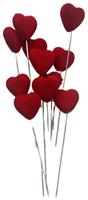 S/12 Stecco Cuore Velluto Rosso Ø 3.2 cm h 35 cm