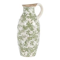 Anfora Ceramica Decorata Verde h 33 cm