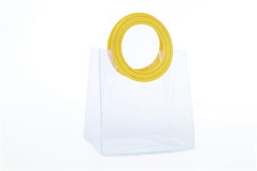 Shopper Crystal Trasparente C/Manici Giallo h 14.5 cm l 15 cm