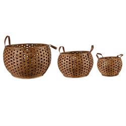 S/3 Cesto Tondo Legnetti Gr. h 29 cm Ø 45 cm
