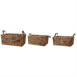 S/3 Cesto Rettangolare Legnetti Gr. h 35 cm l 45x22.5 cm