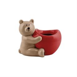 Vasetto Ceramica Orso C/Cuore Rosso h 10.6 cm l 12.8x9.6 cm