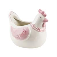 Vasetto Ceramica Gallina Rosa h 16 cm Ø 20 cm