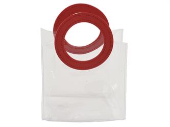 Borsa Trasparente C/Manici Rosso T h 15 cm l 15x10 cm