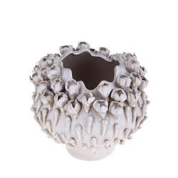 Vaso Ceramica C/Bocci Fiore Bbeige h 19 cm Ø 22 cm