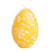 Candela Uovo Decoro Floreale x2 Giallo h 9 cm Ø 7 cm
