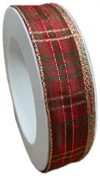 Nastro Tessuto ST Scozzese Filo Oro h 2.5 cm l 20 mt