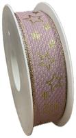 Nastro Tessuto ST Golden Stars Rosa h 2.5 cm l 15 mt