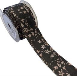 Nastro Tessuto Nero ST Fiori/Farfalle h 4 cm l 10 mt
