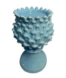 Calice C/Base Ceramica Azzurro h 22.5 cm Ø 14 cm