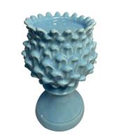 Calice C/Base Ceramica Azzurro h 22.5 cm Ø 14 cm