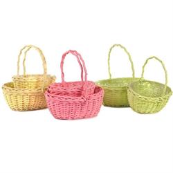 S/2 Cesto C/Manico Vimini Col Mix Gr h 12/30 cm l 25x22 cm