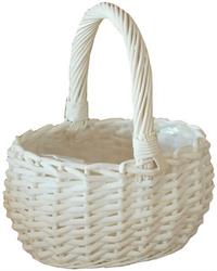 Cesto Ovale C/Manico Vimini Bianco h 11/21 cm l 19x14 cm