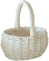 Cesto Ovale C/Manico Vimini Bianco h 11/21 cm l 19x14 cm