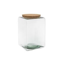 Vaso Quad. Vetro Trasparente Abinabile Tappo h 18.5 cm Ø 11.5 cm