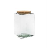 Vaso Quad. Vetro Trasparente Abinabile Tappo h 18.5 cm Ø 11.5 cm