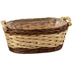Cesto Ovale Vimini Naturale Bordo Scuro h 15 cm l 37x20 cm