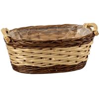 Cesto Ovale Vimini Naturale Bordo Scuro h 15 cm l 37x20 cm