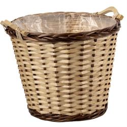 Cesto a Caspo' Vimini Naturale Bordo Scuro h 35 cm Ø 39 cm
