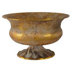 Ciotola C/Piede Metallo Oro Antico h 15 cm Ø 25 cm