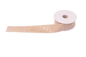 Nastro Velluto Merry Xmas Beige h 15 cm l 10 mt
