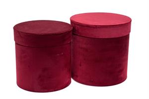 S/2 Scatola Velluto Rosso Gr. h 26 cm Ø 26 cm