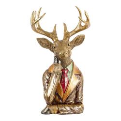 Busto Renna Resina Giacca Oro