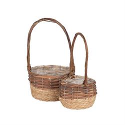 S/2 Cesto Tondo C/Manico Gr. h 12/36 cm Ø 20.5 cm