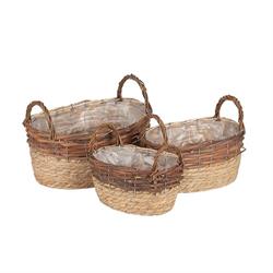 S/3 Cestini Ovali C/Manici Gr. h 15 l 21x30