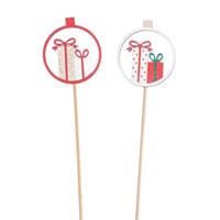 S/12 Stecco Pacco Di Natale Assortito h 57 cm Ø 7 cm