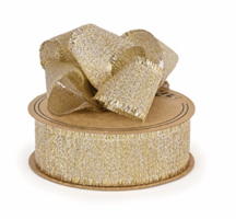 Nastro Tessuto Sfrangiato Lira Oro h 2.5 cm l 15 mt