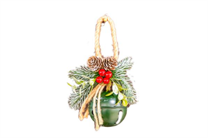 Appendino C/Sonagli Natale Verde h 20 cm Ø 8 cm