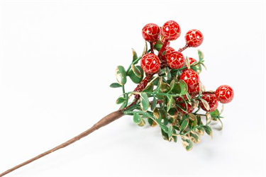 Pick Bacche Rosse Antichizzato Oro h 22 cm