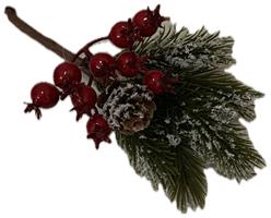 Pick C/Bacche E Pigna Rosso h 17 cm