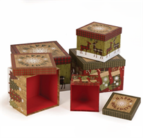 S/5 Scatola Xmas Square Gr. h 16.5 cm l 23x23 cm