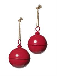 S/2 Sfera Metallo Da Appendere Rosso Ø 20/24 cm
