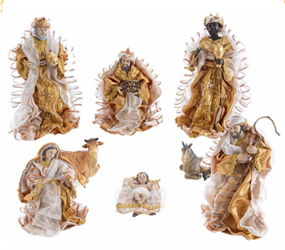 Nativita' 8 Pz Resina Vestito Oro h 23 cm