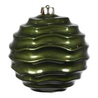 Decoro Sfera Rigata Plastica Verde Muschio Ø 15 cm