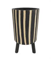 Caspo' C/Gambe Legno C/Striscie Nero h 37 cm Ø 20 cm