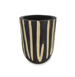 Caspo' Legno C/Striscie Nero h 27 cm Ø 20 cm