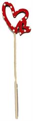 S/6 Stecco Doppio Cuore Rosso Pois Bianco h 25 cm Ø 7 cm
