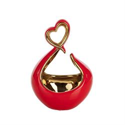 Vaso Cuore Sinuoso Rosso/Oro h 21 cm l 13.5x11 cm