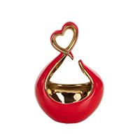 Vaso Cuore Sinuoso Rosso/Oro h 21 cm l 13.5x11 cm