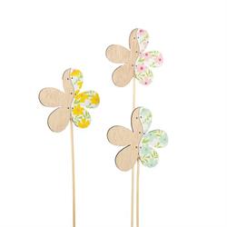 S/12 Stecco Fiore Legno Col. Mix h 35 cm l 7x7 cm