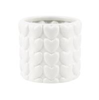 Cilindro Ceramica Cuore Bianco h 12.5 cm Ø 14 cm